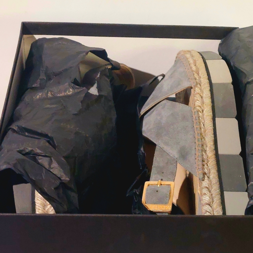 Paloma Barcelo grey microsuede espadrille flatform slingback sandals, EU41, new - Picture 13 of 15